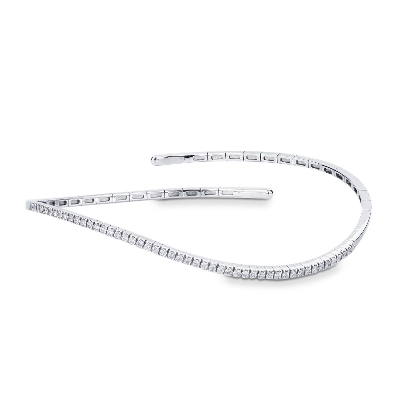 Bracelet ondulé en or blanc 18k avec diamants