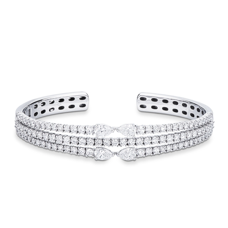 Bracelet rigide en or blanc 18k avec diamants