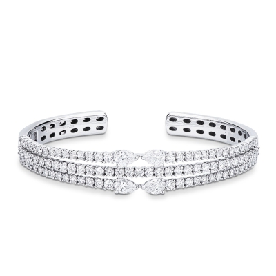Bracelet rigide en or blanc 18k avec diamants