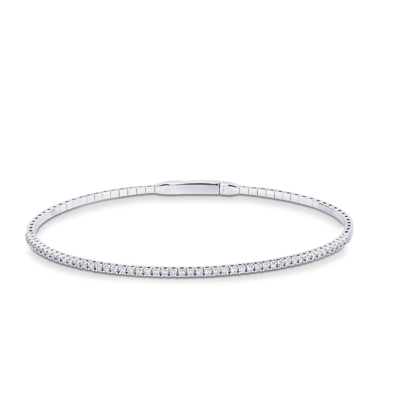 Bracelet rigide tennis en or blanc 18 carats avec diamants