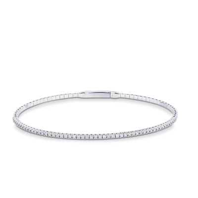 Bracelet rigide tennis en or blanc 18 carats avec diamants