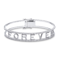 Bracelet rigide en or blanc 18k forever en diamants 