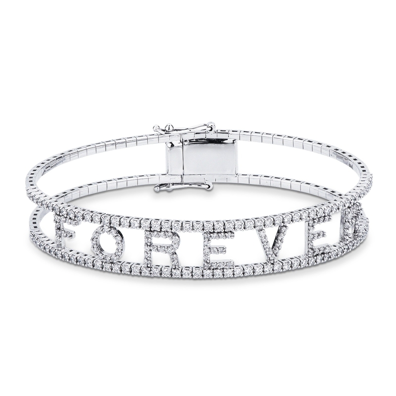 Bracelet rigide en or blanc 18k forever en diamants 