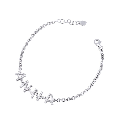 Bracelet personnalisé prénom ANNA en or blanc 750 et diamants 
