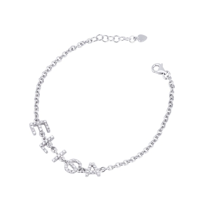 Bracelet avec le prénom  ELISA  en or blanc 750 et diamants 