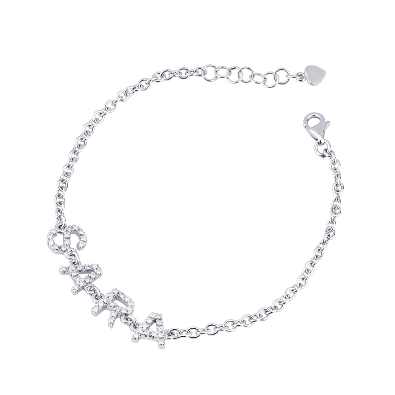 Bracelet avec lettres en or blanc 750 et diamants SARA
