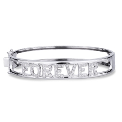 Bracelet personnalisé  FOREVER  en or blanc 750 et diamants