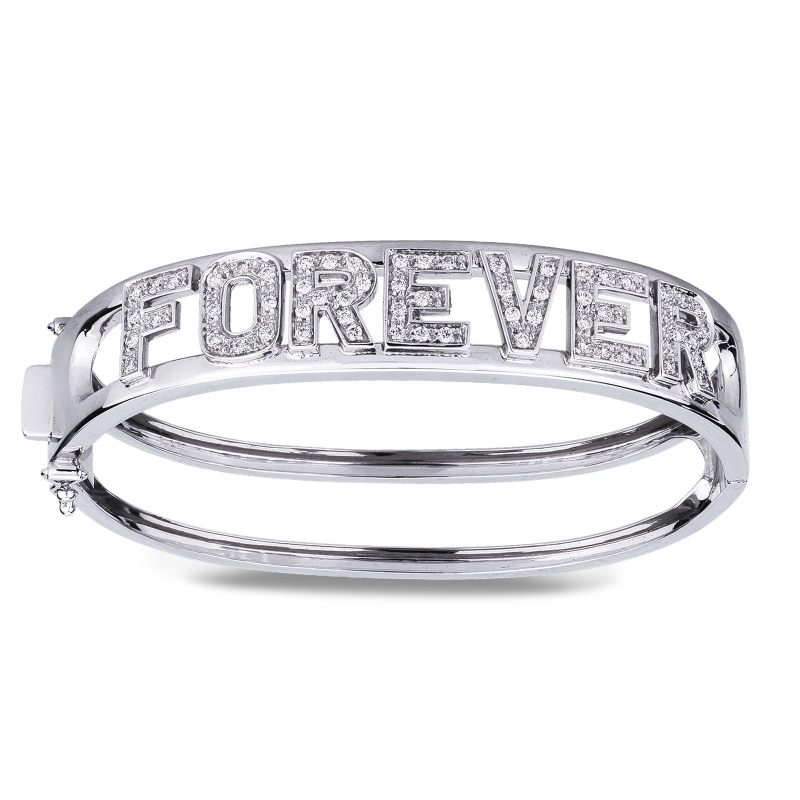 Bracelet rigide FOREVER en or blanc 18k avec diamants