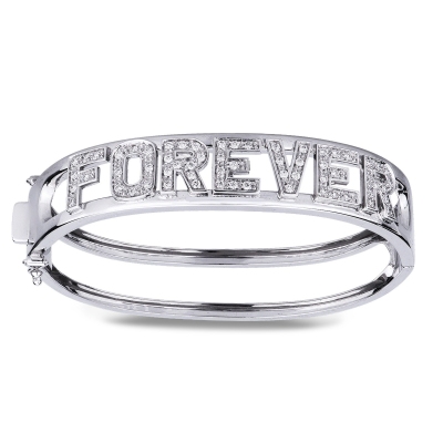 Bracelet rigide FOREVER en or blanc 18k avec diamants