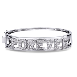 Bracelet rigide FOREVER en or blanc 18k avec diamants