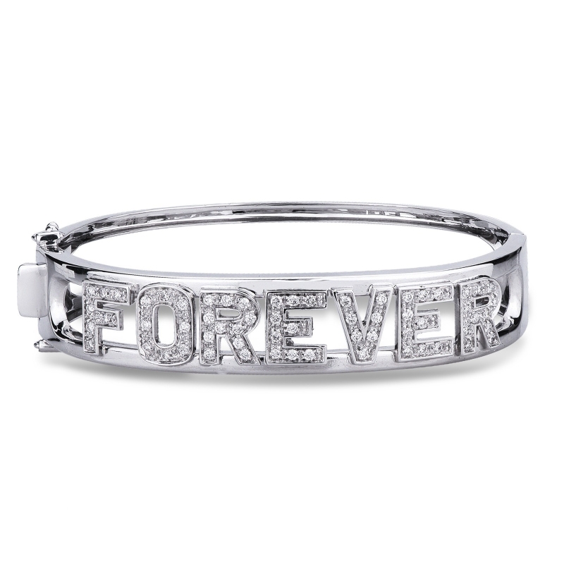 Bracelet rigide FOREVER en or blanc 18k avec diamants