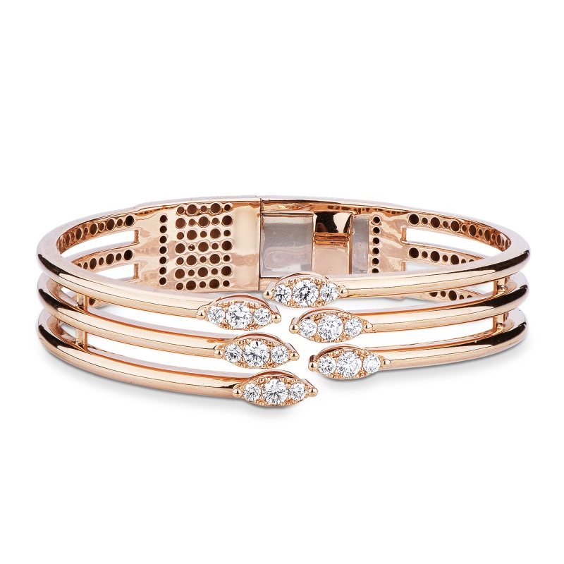 Bracelet rigide en or rose 18kt avec diamants 