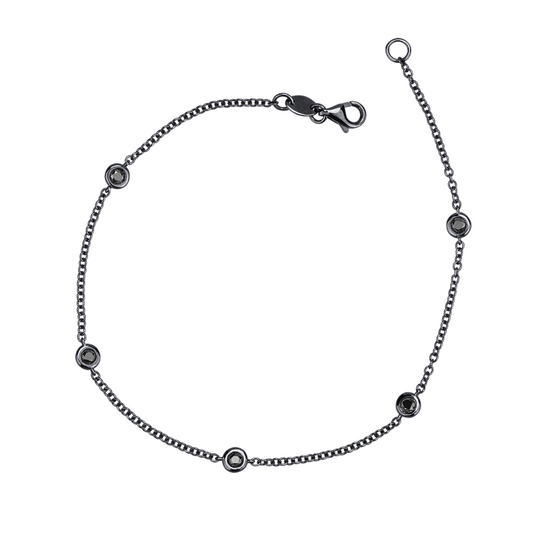 Bracelet pour homme en or bruni 18k avec 5 diamants noirs