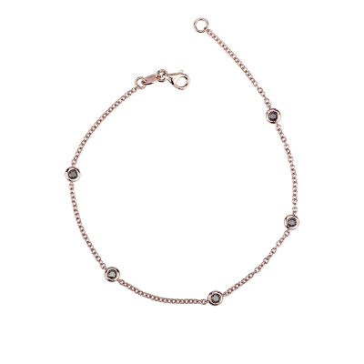 Bracelet en or rose 18k avec diamants noirs