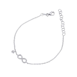 Bracelet en or blanc 18k avec infini et diamants