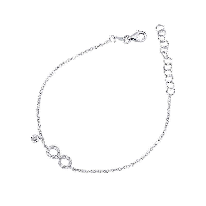 Bracelet en or blanc 18k avec infini et diamants
