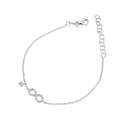 Bracelet en or blanc 18k avec infini et diamants
