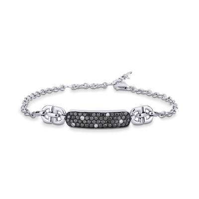 Bracelet diamants noirs et blancs or blanc 18 carats 