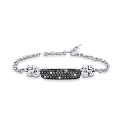 Bracelet homme en or blanc 18 carats avec diamants noirs et blancs