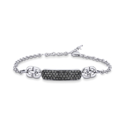 Bracelet homme en or blanc 18 carats diamants noirs