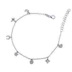 Bracelet en or blanc 18 carats avec des charms en diamants