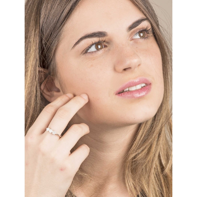 Bague trilogy fleurs illusion en or blanc 18k avec diamants