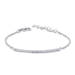 Bracelet barrette diamant or blanc 18k
