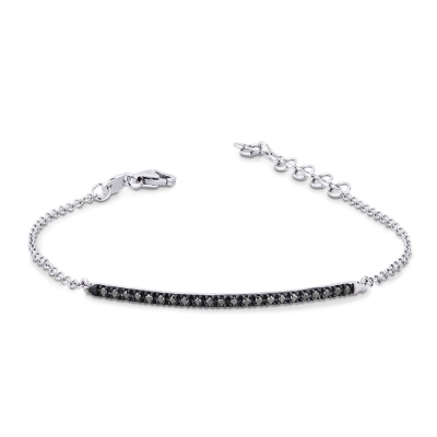 Bracelet barrette en diamants noirs en or blanc 18k 