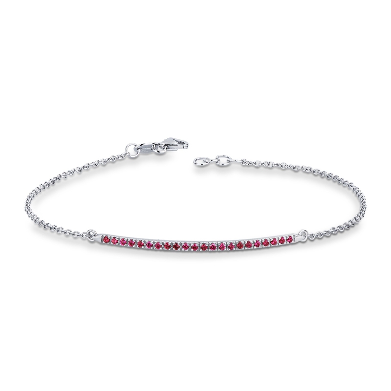Bracelet en or blanc 18 carats avec une barre de rubis