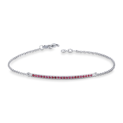 Bracelet en or blanc 18 carats avec une barre de rubis