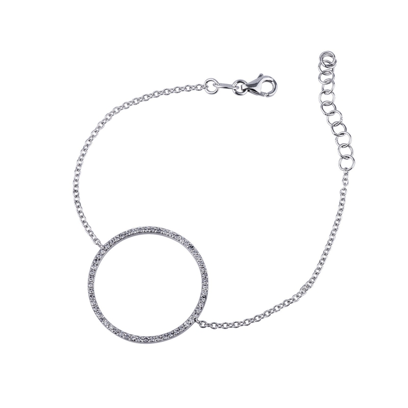 Bracelet en or blanc 18k avec un cercle 25 mm Diamants