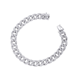 Bracelet  groumette en or blanc 18k et diamants