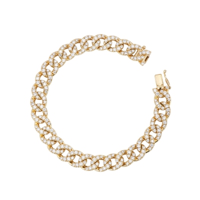 Bracelet gourmette en or jaune 18 carats avec diamants 