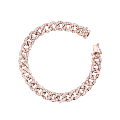 Bracelet en or rose 18k avec diamants sur maillons
