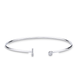 Bracelet rigide avec lettre  I en diamants et or blanc 750