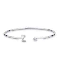 Bracelet rigide en or blanc 18k avec lettre Z