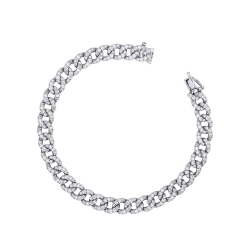 Bracelet gourmette en or blanc avec diamants
