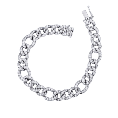 Bracelet groumette en or blanc 750 avec diamants