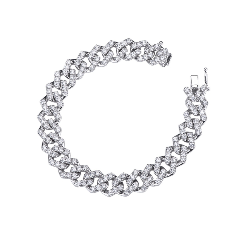 Bracelet Groumette en or blanc 18k avec diamants