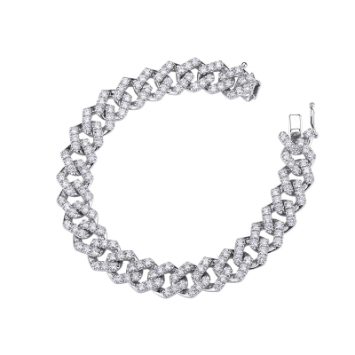 Bracelet Groumette en or blanc 18k avec diamants