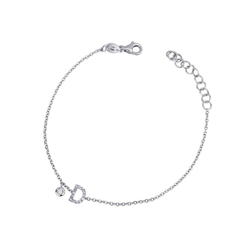 Bracelet avec la lettre  D en diamants et or blanc 750