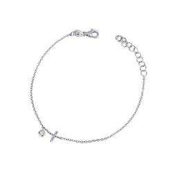 Bracelet avec la lettre I en diamants et or blanc 750