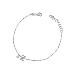 Bracelet en or blanc 18k avec lettre Z et diamantsi