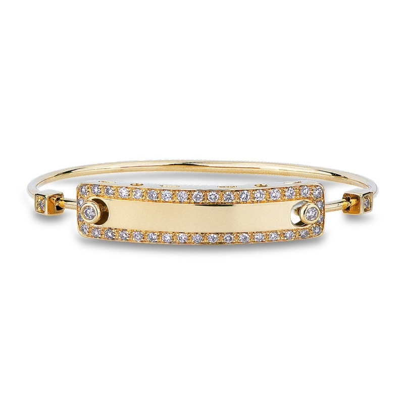 Bracelet avec plaque en or jaune 18 carats sertie de diamants