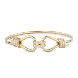 Bracelet rigide en or jaune 18K nœuds et diamant