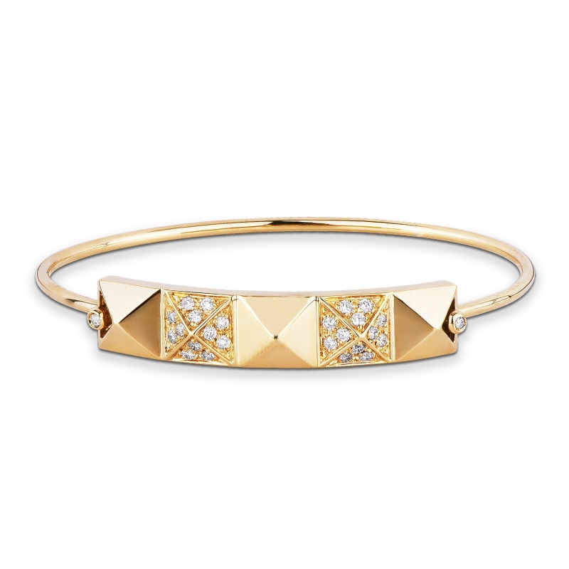 Bracelet avec plaque en or jaune 18k sertis de diamants