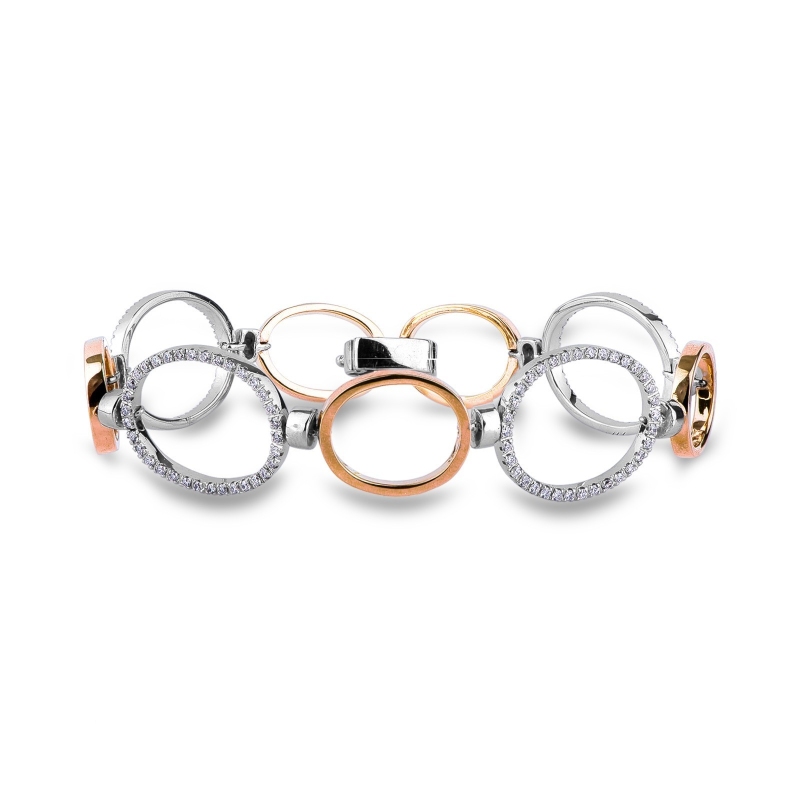 Bracelet en or blanc et rose 18k avec diamants