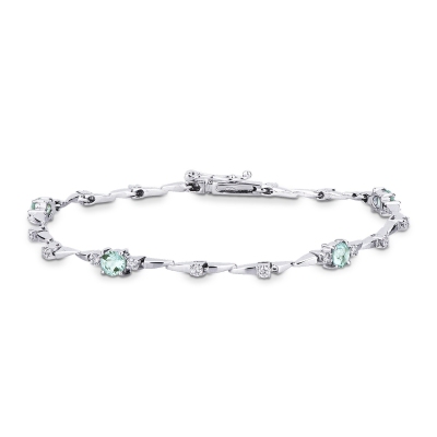 Bracelet en or blanc 18k avec aiguamarines ovales et diamants