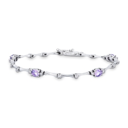 Bracelet en or blanc 18k avec améthystes et diamants