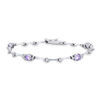 Bracelet en or blanc 18k avec améthystes et diamants